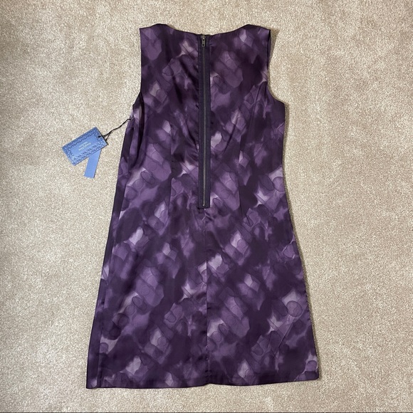 Simply Vera by Vera Wang Sleeveless Ruched Paint Grid Purple Dress - Picture 2 of 7